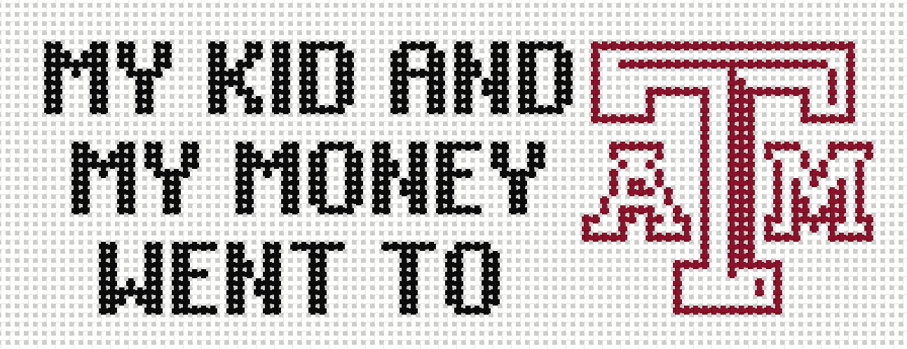 Texas A and M Bumper Sticker - Needlepoint by Laura
