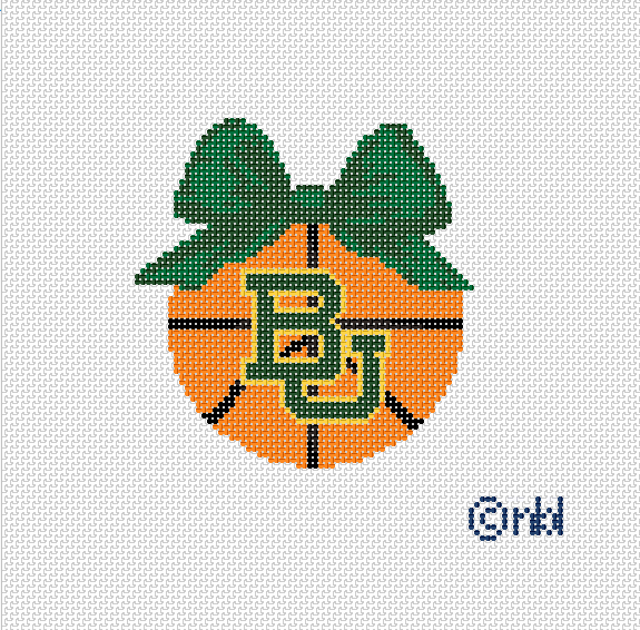 Baylor Christmas Basketball Bow Ornament on 13 mesh