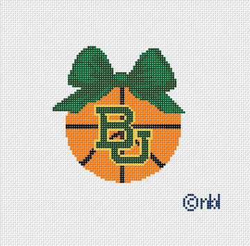 Baylor Christmas Basketball Bow Ornament on 13 mesh