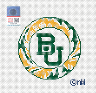 Baylor Bears Artichoke Round Needlepoint Canvas, 4 in., 18 Mesh