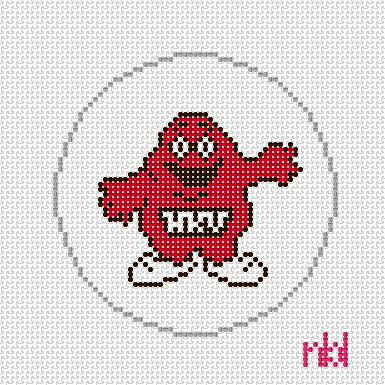 Western Big Red Small Round 3" - Needlepoint by Laura