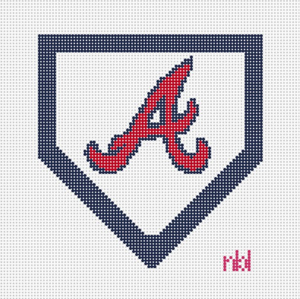 Baseball Home Plate 6 by 6 - Needlepoint by Laura