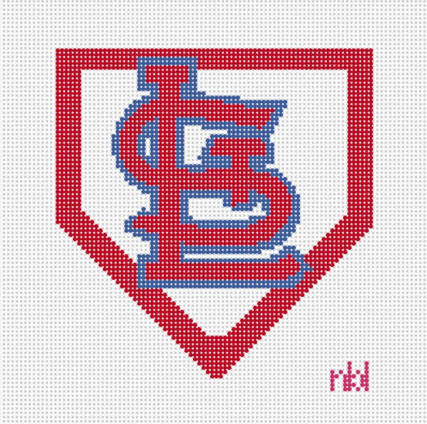 Baseball Home Plate 6 by 6 - Needlepoint by Laura