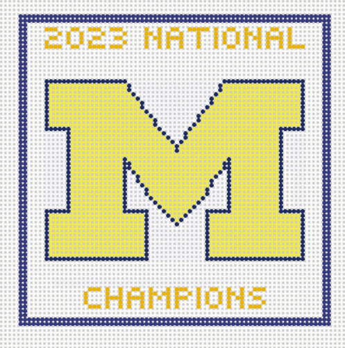 Michigan Champions 4 inch Square - Needlepoint by Laura