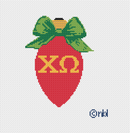 Chi Omega Christmas Bow Light Bulb 18 Mesh Needlepoint Canvas, 3x5-2
