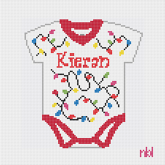 Christmas Lights Baby Onesie - Needlepoint by Laura