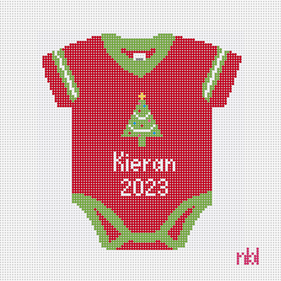 Christmas Baby Onesie - Needlepoint by Laura