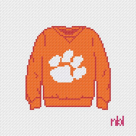 Clemson Sweatshirt Needlepoint Canvas - Needlepoint by Laura