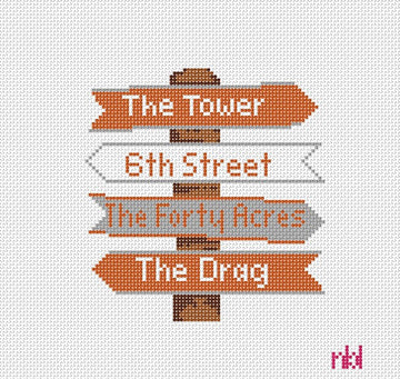 Texas College Icon Destination Sign - Needlepoint by Laura