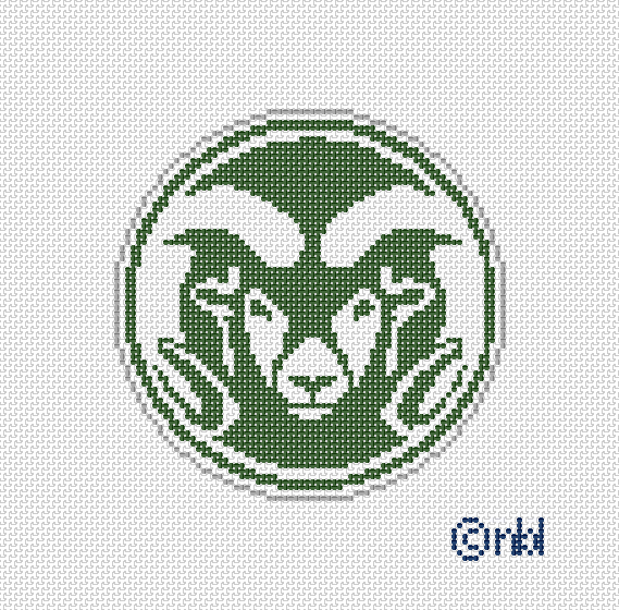Colorado State Logo Round Needlepoint Canvas