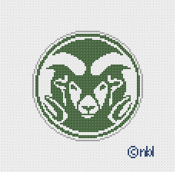Colorado State Logo Round Needlepoint Canvas