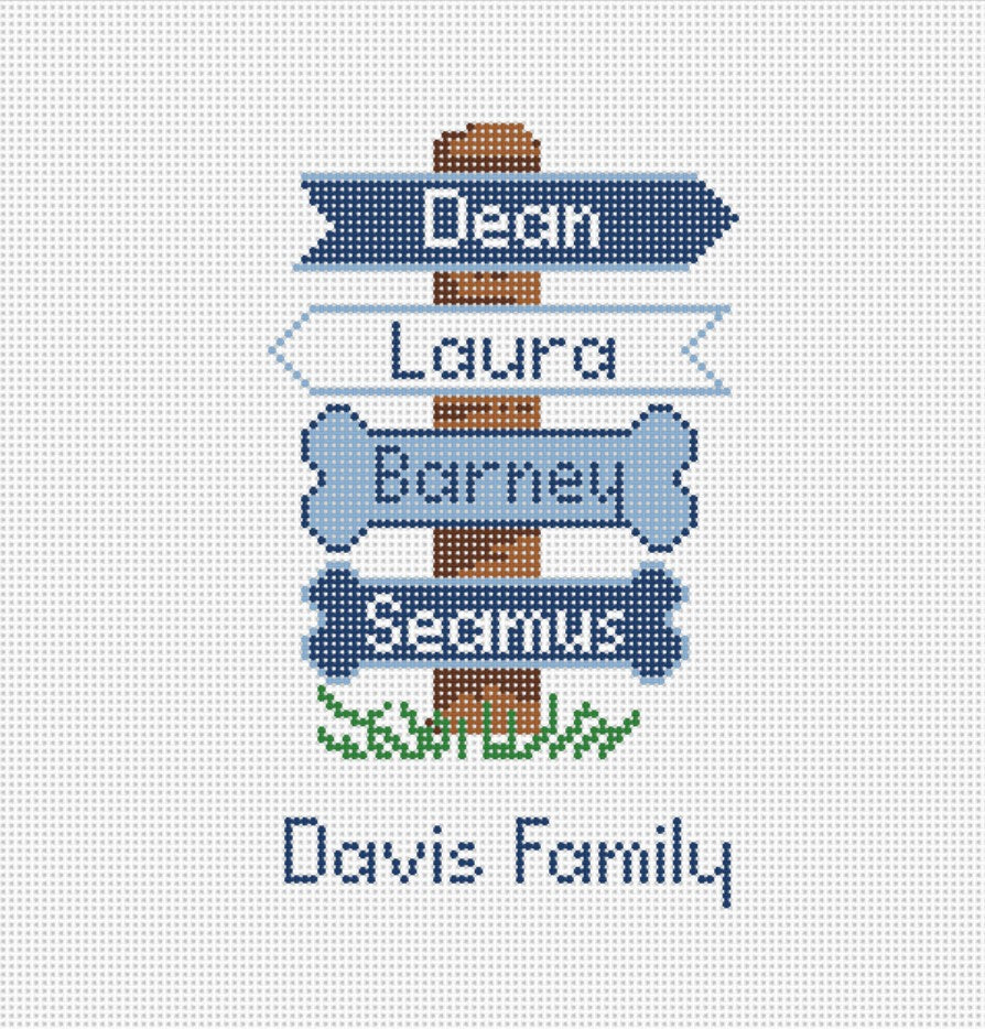Family Destination Sign- design your own - Needlepoint by Laura