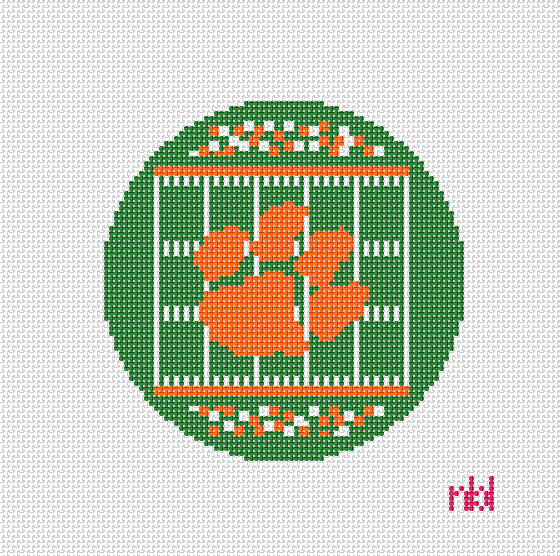 Clemson Football Field Round Canvas - Needlepoint by Laura