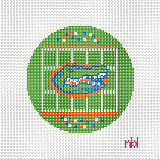 Florida Football Field Round Canvas - Needlepoint by Laura