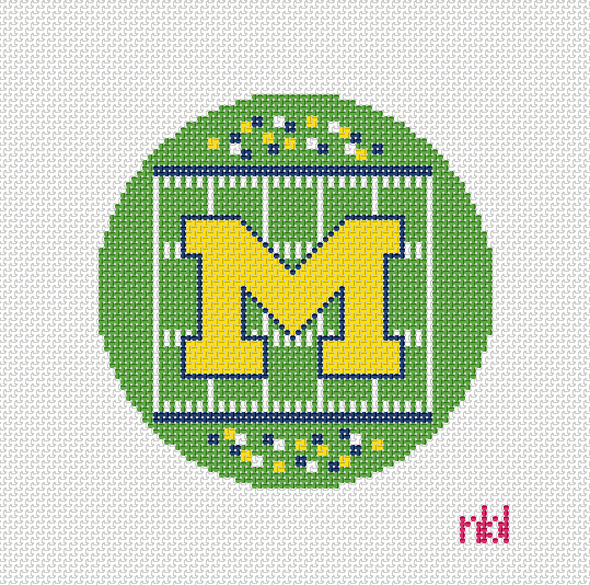 Needlepoint canvasMichigan Football Field Round Needlepoint by Laura