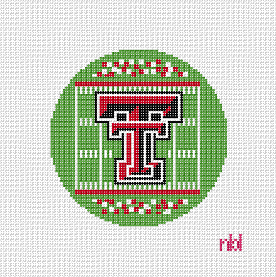 Texas Tech Football Field Round Canvas - Needlepoint by Laura