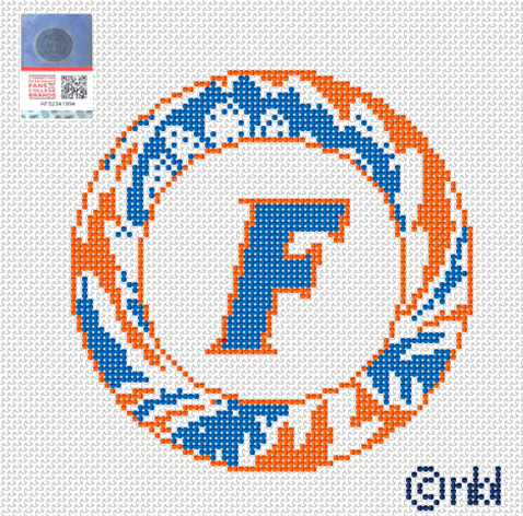 Florida Gators Artichoke Round Needlepoint Canvas, 4 in., 18 Mesh