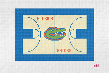 Florida Basketball Court Lumbar Pillow Needlepoint Canvas