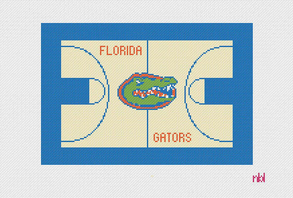 Florida Basketball Court Lumbar Pillow Needlepoint Canvas