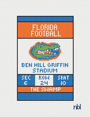 Florida Football Ticket 4x6 on 18 mesh