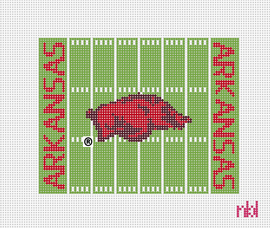 Arkansas Football Field Canvas - Needlepoint by Laura