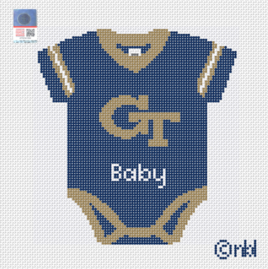 Georgia Tech Baby Onesie Needlepoint Canvas