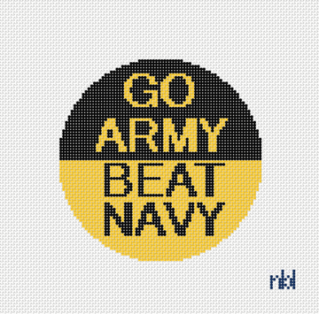 Go Navy- Beat Army or Go Army- Beat Navy 4 inch round needlepoint canvas - 0