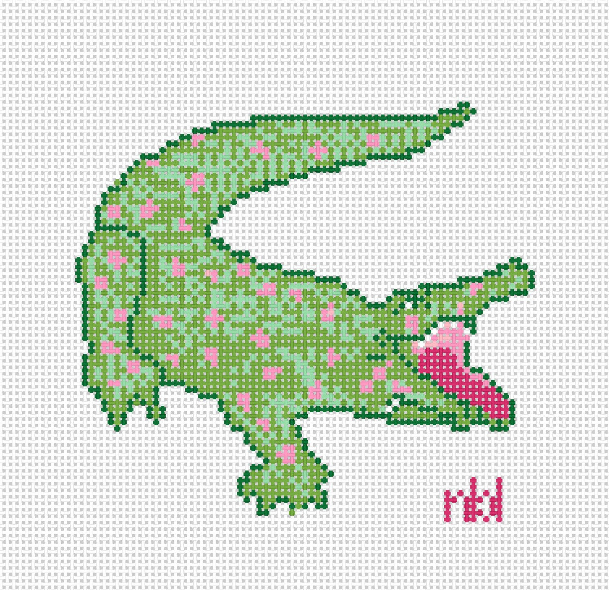 Gator 4 inch - Needlepoint by Laura