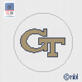 Georgia Tech Logo Round Needlepoint Canvas