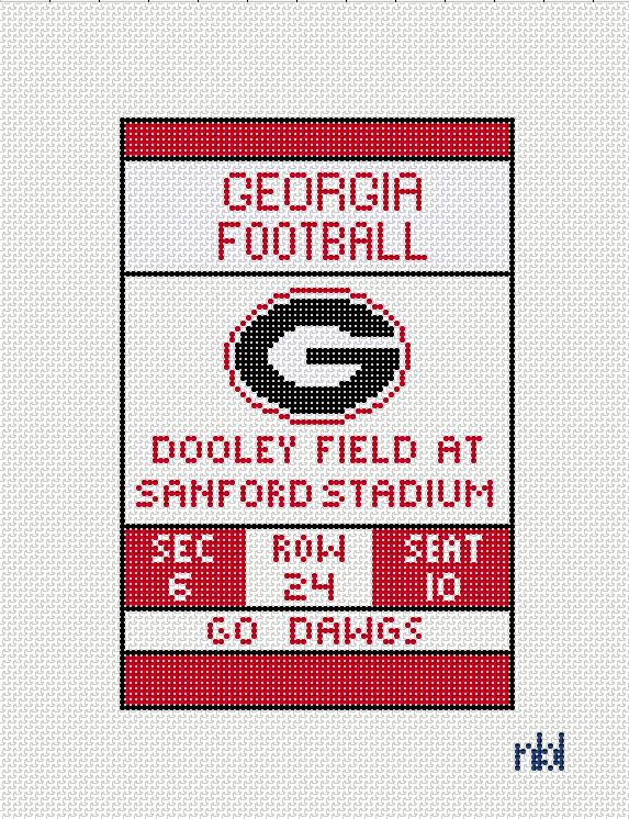 Georgia Football Ticket 4x6 on 18 mesh