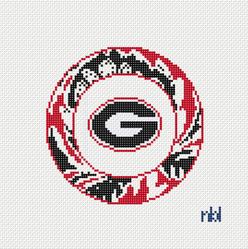 Georgia Bulldogs Artichoke Round Needlepoint Canvas, 4 in., 18 Mesh