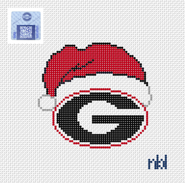 Georgia G with Santa Hat on 13 mesh, 4 x 4