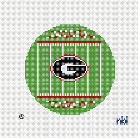 Georgia Bulldogs Football Field Round 18 Mesh Needlepoint Canvas, 4" Diameter