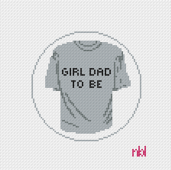 Girl Dad To Be T Shirt Needlepoint Canvas - Needlepoint by Laura