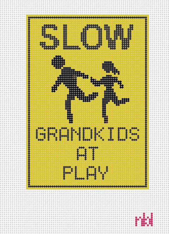 Slow Grandchildren at Play Mini Flag Kit - Needlepoint by Laura