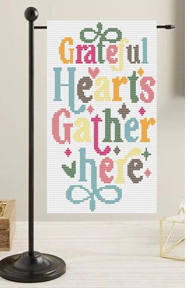 Grateful Hearts Gather Here Mini Flag Kit - Needlepoint by Laura