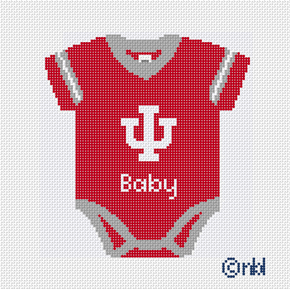 Indiana Hoosiers Baby Onesie Needlepoint Canvas | 18 Mesh 5x5
