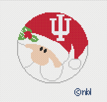 Indiana Santa Round Needlepoint Canvas | 4" 18 Mesh