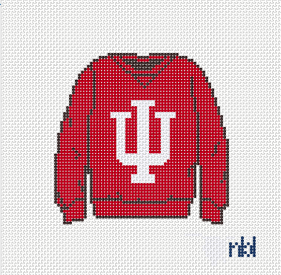 Indiana Sweatshirt 18 Mesh Needlepoint Canvas Red, 3x3