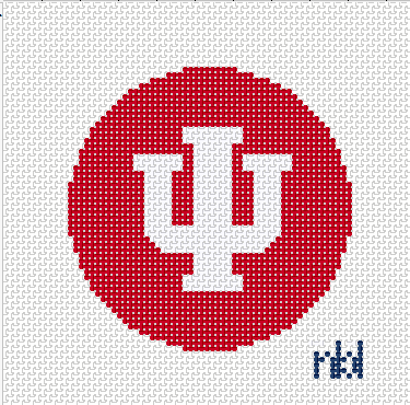 Indiana logo round white or red- 13 mesh