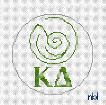 Kappa Delta Shell Round Needlepoint Canvas – 18 Mesh, 4"