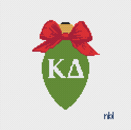 Kappa Delta Christmas Bow Light Bulb 18 Mesh Needlepoint Canvas, 3x5