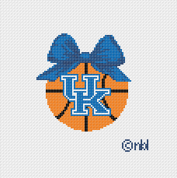 Kentucky Christmas Basketball Bow Ornament on 13 mesh