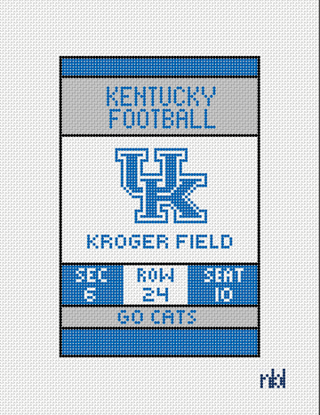 Kentucky Football Ticket 4x6 on 18 mesh
