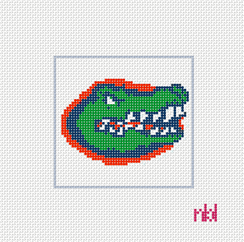 Florida Gator 4 inch square on 14 - Needlepoint by Laura