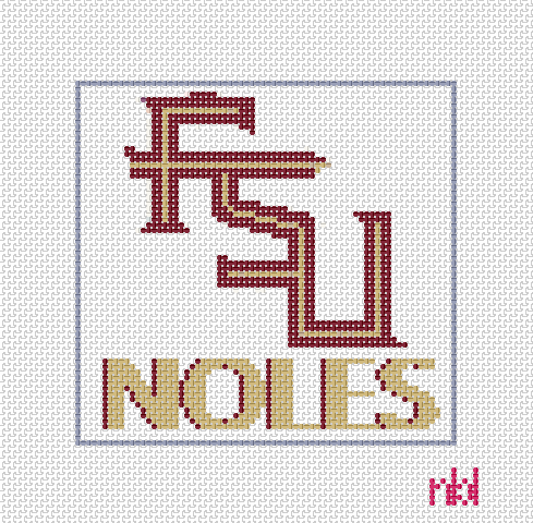 Florida State 4 inch square on 18 - Needlepoint by Laura