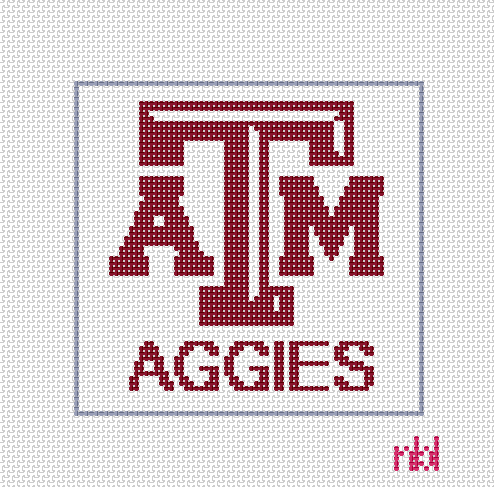 Texas A and M 4 inch square logo 18 - Needlepoint by Laura