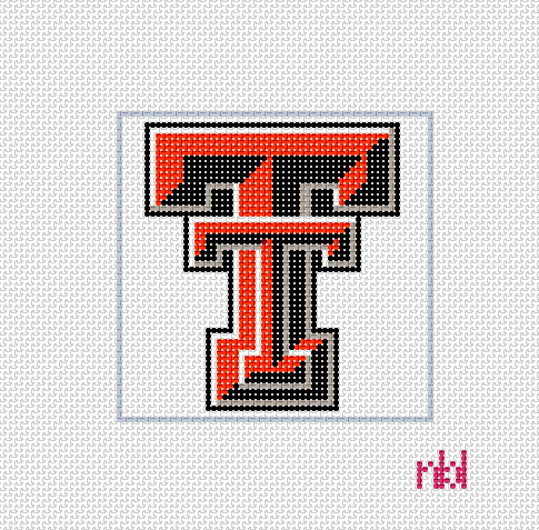 Texas Tech 4 inch logo square 14 - Needlepoint by Laura
