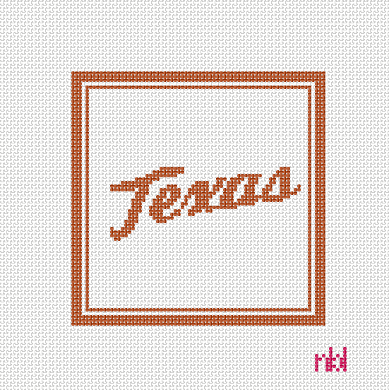 Texas 4 inch square cursive - Needlepoint by Laura