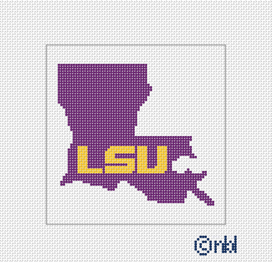 LSU Needlepoint Canvas- 4 inch square state